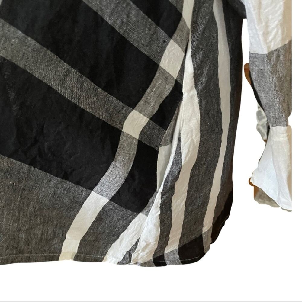 BEAU JOURS Merina Shirt Black & White 100% Linen size LARGE/X-LARGE - Picture 8 of 16
